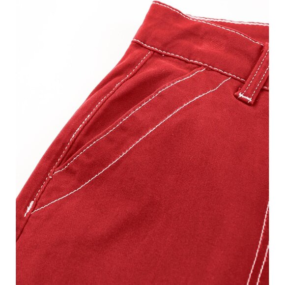 Women's Cargo Jeans Cotton Wide Leg Loose Fit Mid Rise Denim Pants - Picture 6 of 9